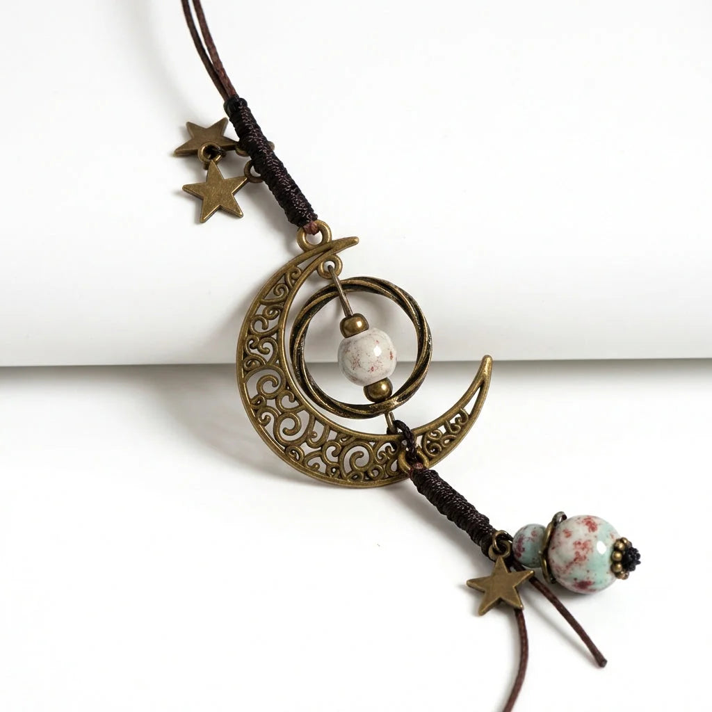 Moon and Star Handmade Necklace - B 1pcs-Random