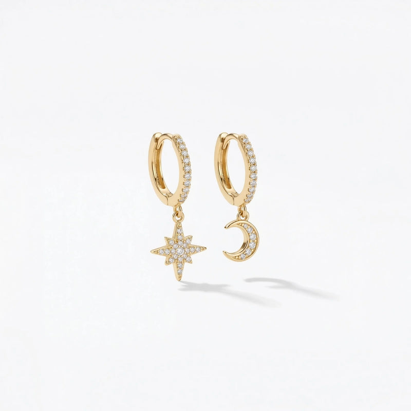 Ocean Moonlight Earrings - Gold color