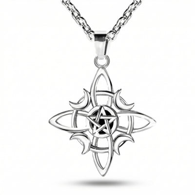 Witchcraft Celtic Knot Triple Moon Goddess Geometry Necklace