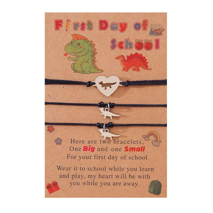 3 Pcs Back To School Heart Dinosaur Bracelet Set - Sphere Standouts