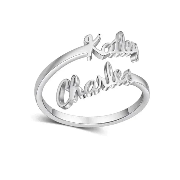 Personalized Name Ring With Universal Fit in Silver — ring for women