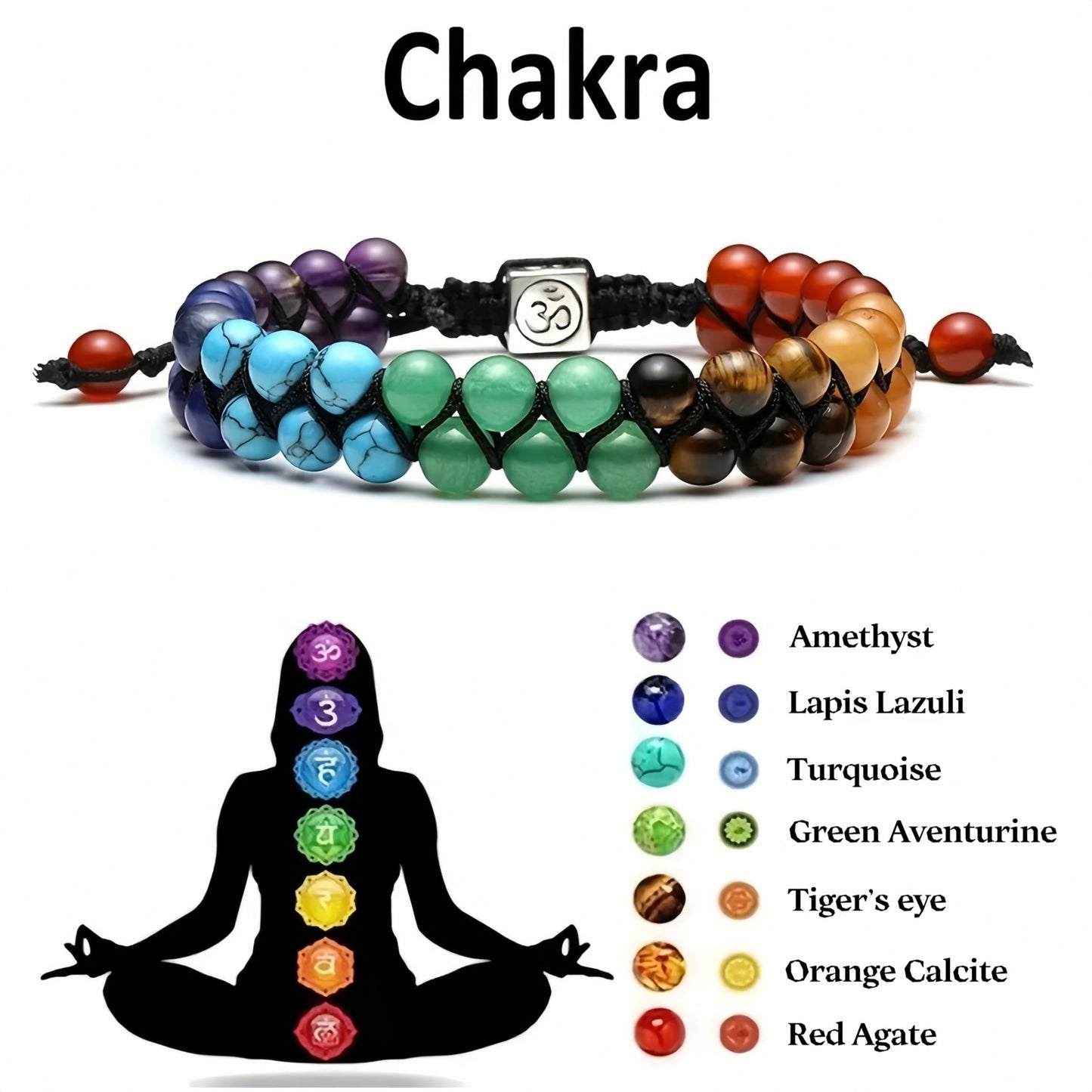 7 Chakra Healing Handmade Bracelet | Natural Energy Stone - Sphere Standouts