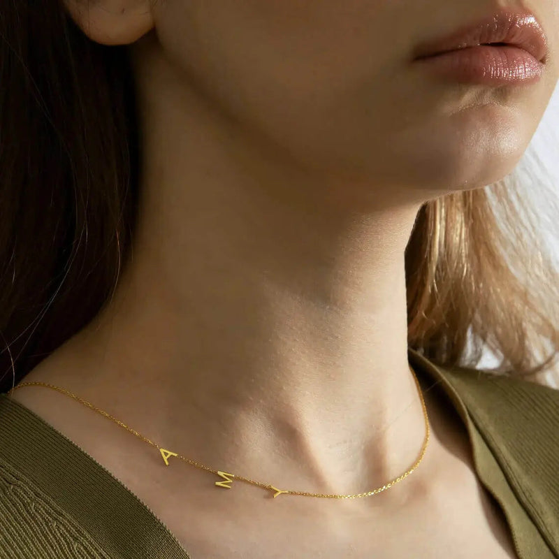 Personalized Necklace with Initials Lateral — necklace for women