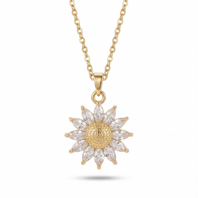 Sunflower Gift Necklace – You Are My Sunshine — close-up detail view