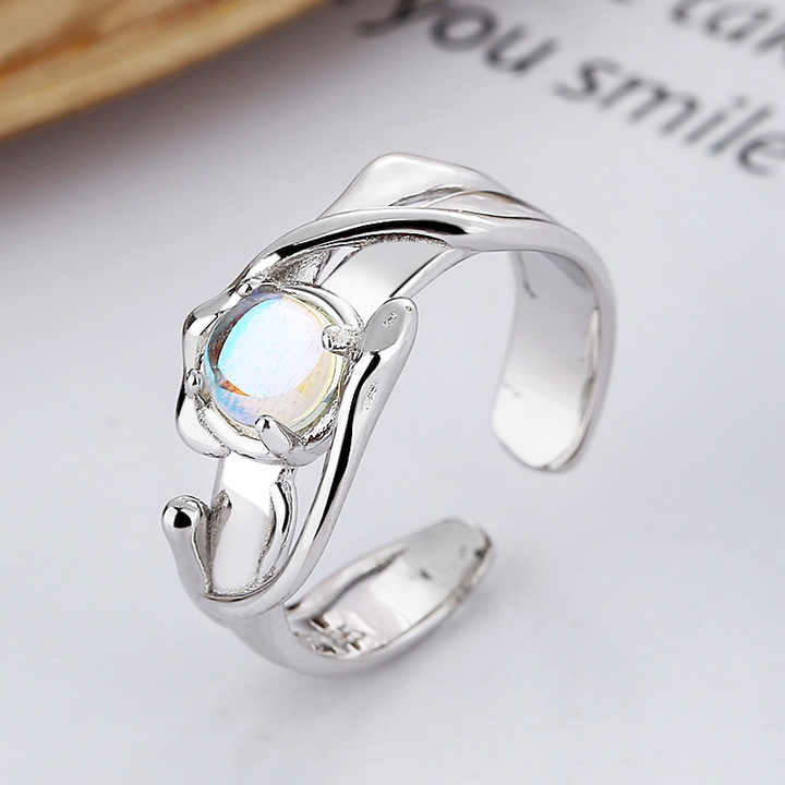 Adjustable Natural Moonstone Ring - Sphere Standouts