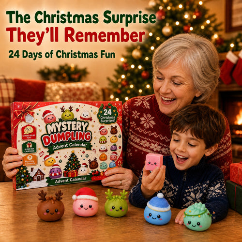 Grandmother and grandchild opening the advent calendar