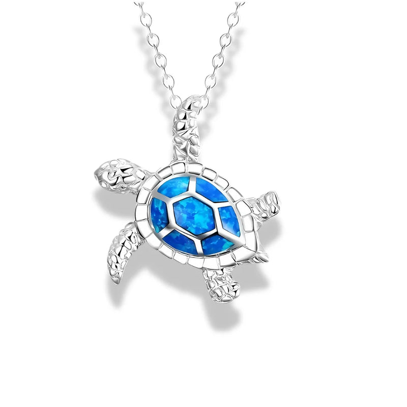 Blue Opal Turtle Necklace - Sphere Standouts