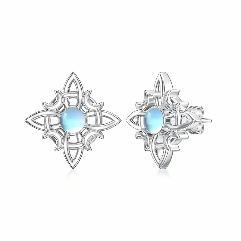 Celtic Moonstone Stud Earrings - Sphere Standouts