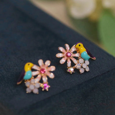 Daisy Bird Charm Earrings - Sphere Standouts