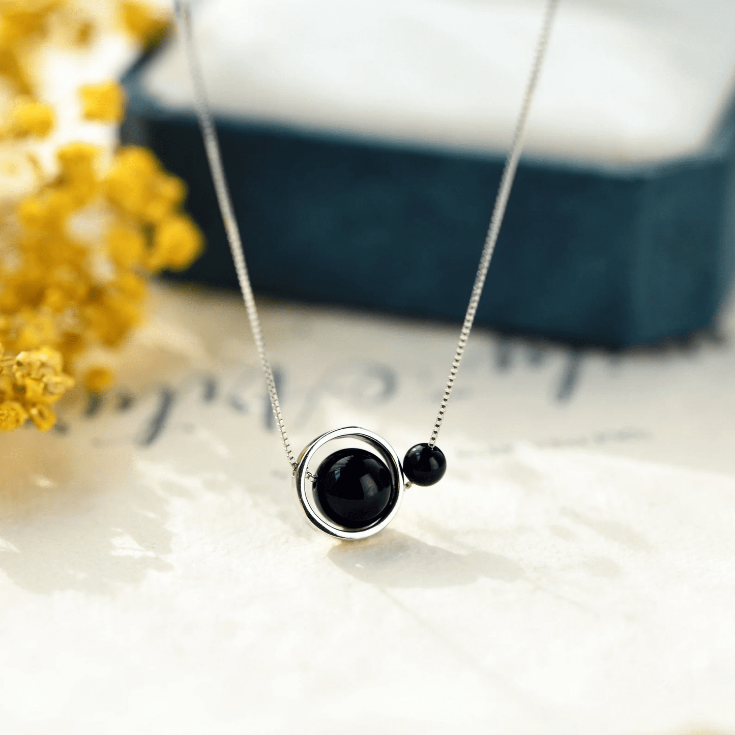 Dual Stone Obsidian Necklace - Sphere Standouts