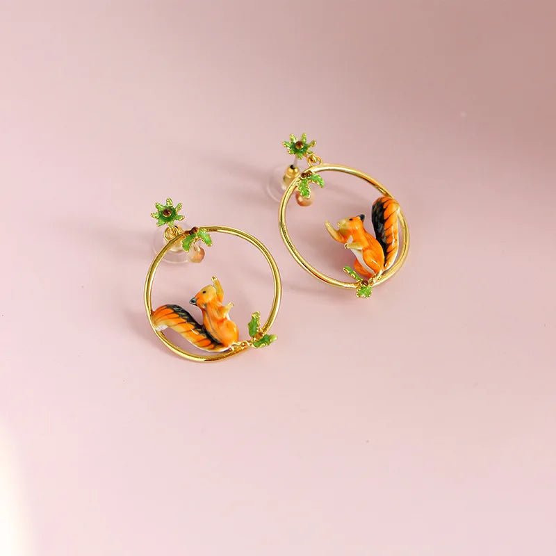 Enchanted Squirrel Hoop Earrings - Sphere Standouts