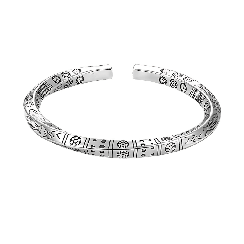 Ethnic Design Open Cuff Bracelet - Sphere Standouts
