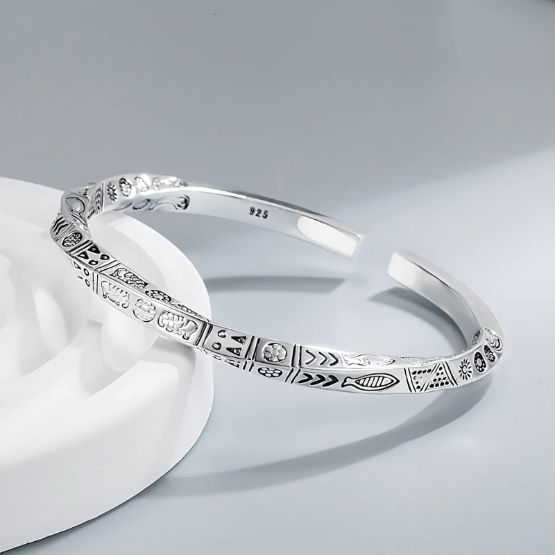 Ethnic Design Open Cuff Bracelet - Sphere Standouts