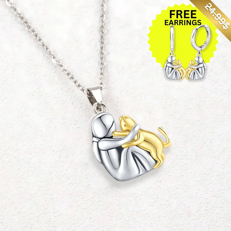 Faithful Cat Pendant + Earrings - Sphere Standouts
