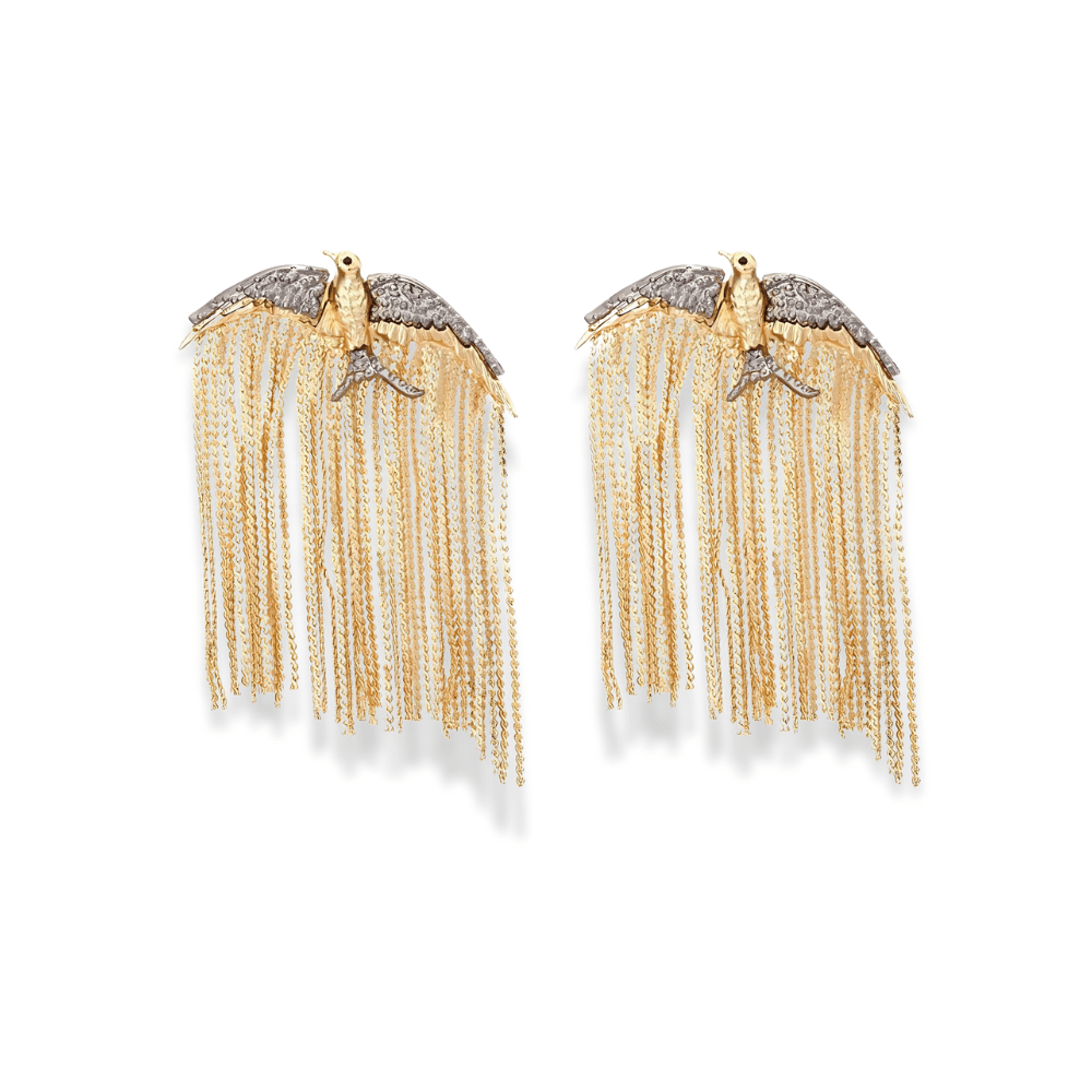 Golden Eagle Chain Earrings - Sphere Standouts