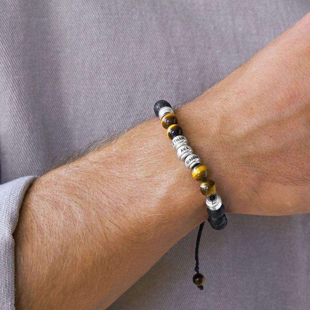 Lava Stone and Tiger's Eye Bead Bracelet - Sphere Standouts
