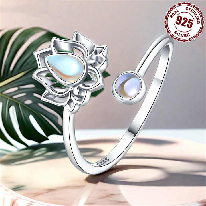 Lotus Moonstone Adjustable Ring - Sphere Standouts