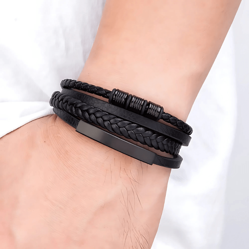 Men’s Multi Layer Leather Bracelet - Sphere Standouts