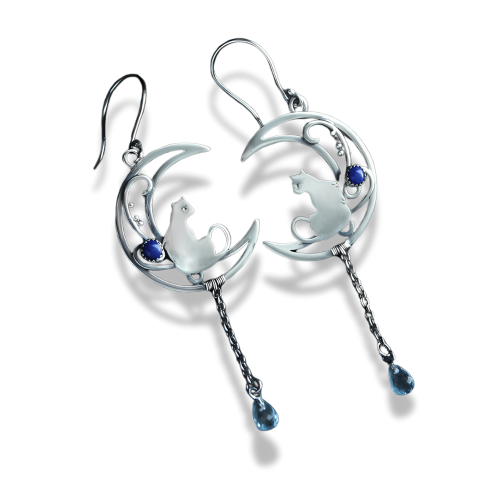 Moonlit Cat Earrings - Sphere Standouts