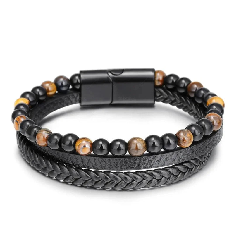 Multi Layer Leather Beaded Bracelet - Sphere Standouts