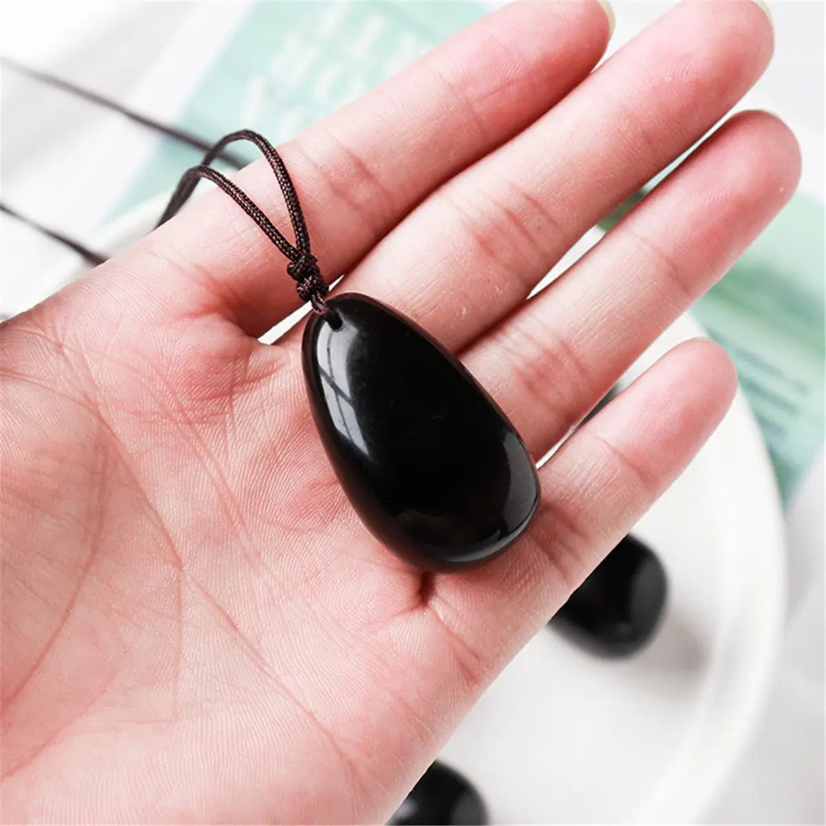 Natural Obsidian Stone Necklace - Sphere Standouts