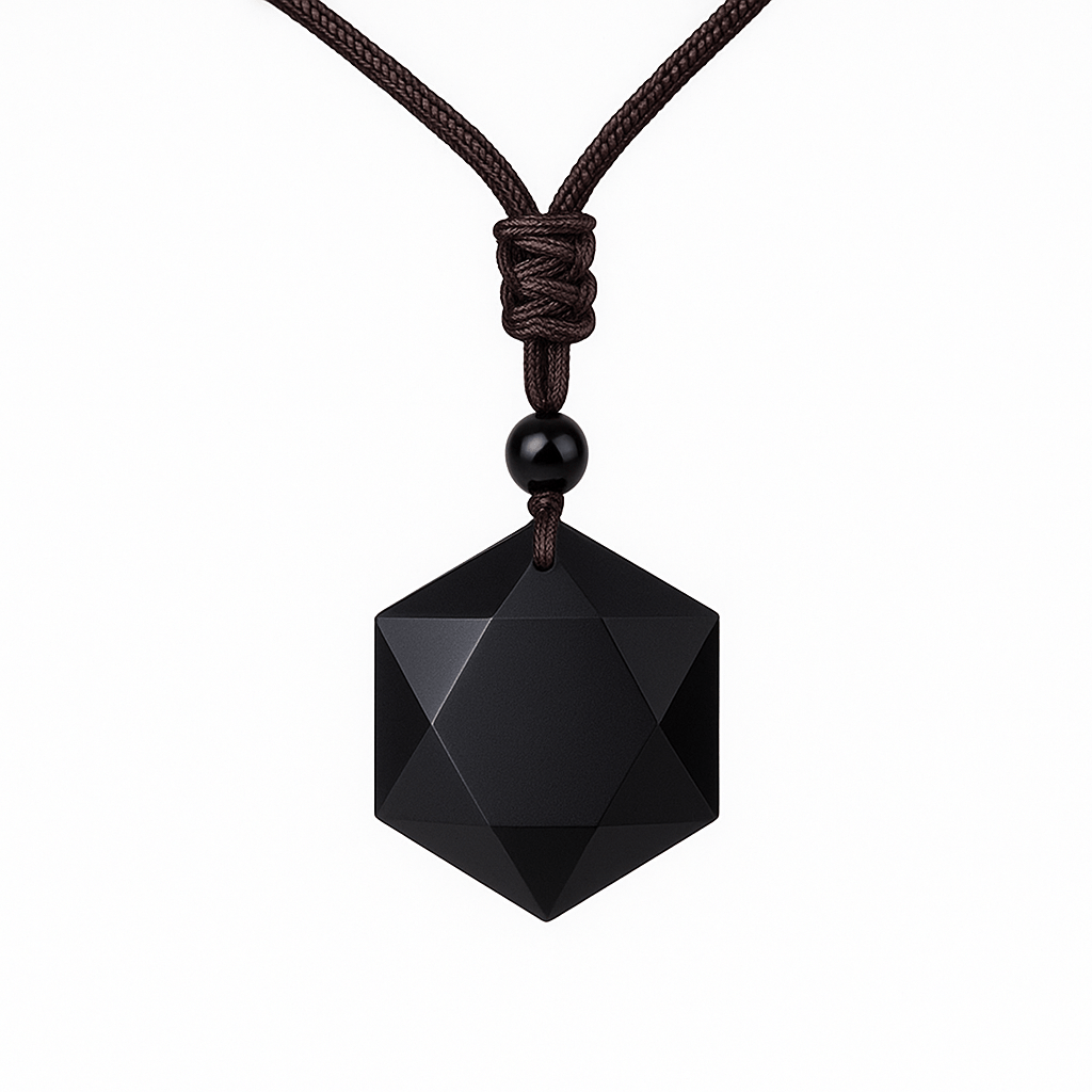 Obsidian Shield Talisman Necklace - Sphere Standouts