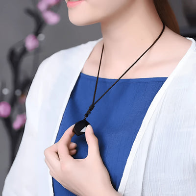 Obsidian Shield Talisman Necklace - Sphere Standouts