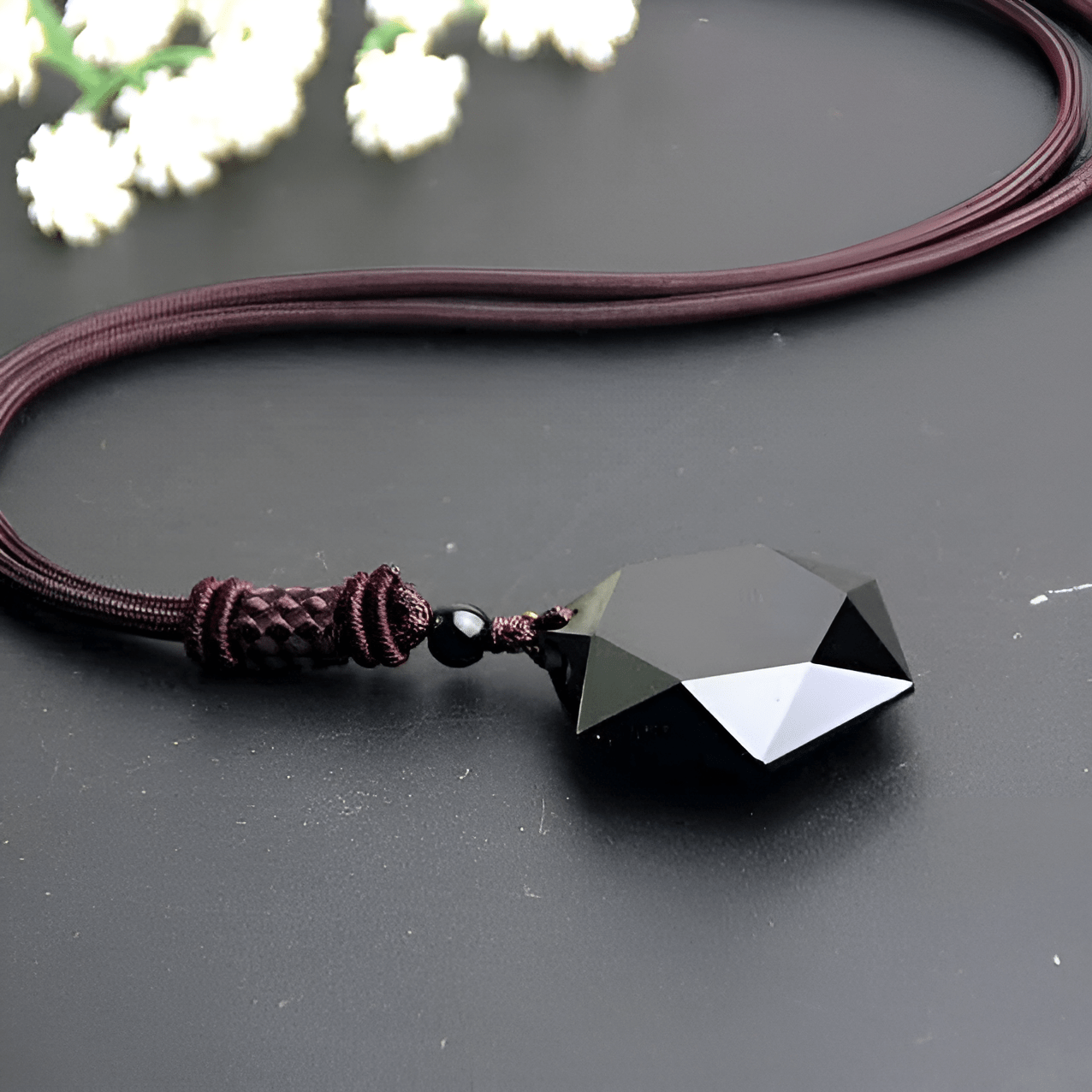 Obsidian Shield Talisman Necklace - Sphere Standouts