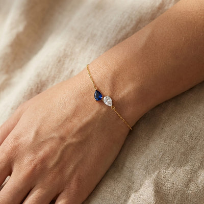 Birthstone Heart Bracelet - woman wrist wearing bracelet