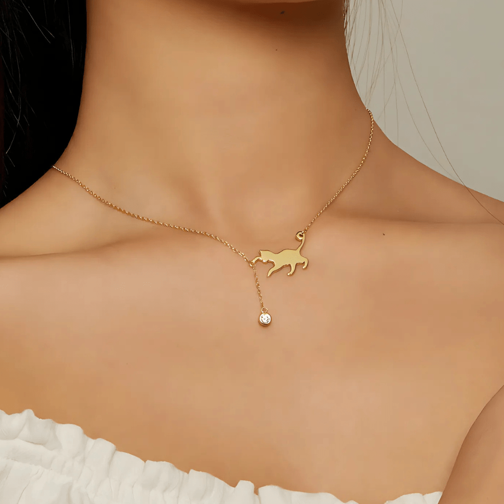 Playful Cat Pendant Necklace - Sphere Standouts