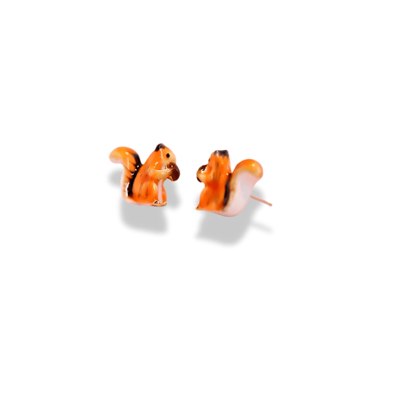 Playful Squirrel Stud Earrings - Sphere Standouts