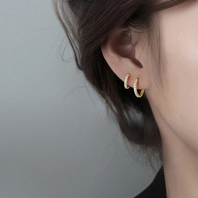 Sparkling Diamond Hoop Earrings - Sphere Standouts