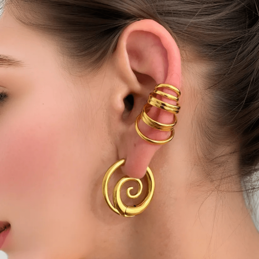 Spiral Hoop Earrings - Sphere Standouts