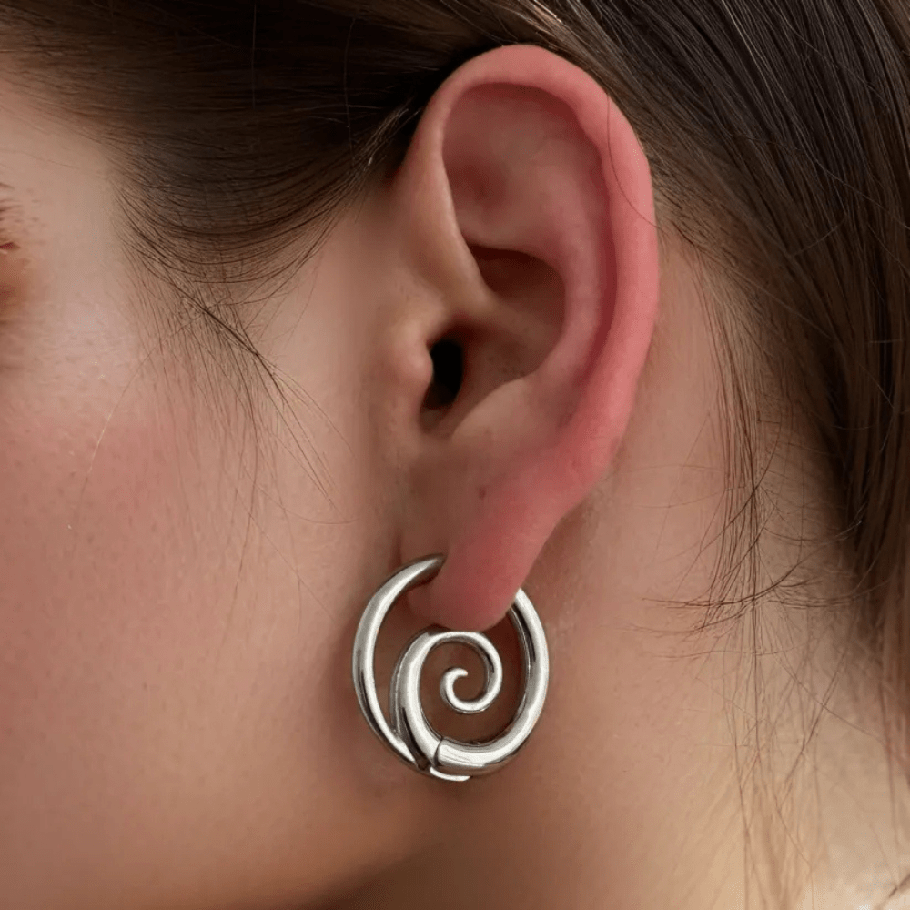 Spiral Hoop Earrings - Sphere Standouts