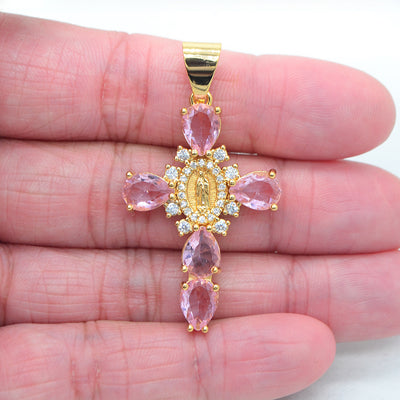 Radiant Cross Necklace in Pink — necklace for women