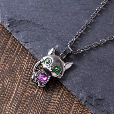 Whimsical Dreams Purple Heart Necklace — close-up detail view