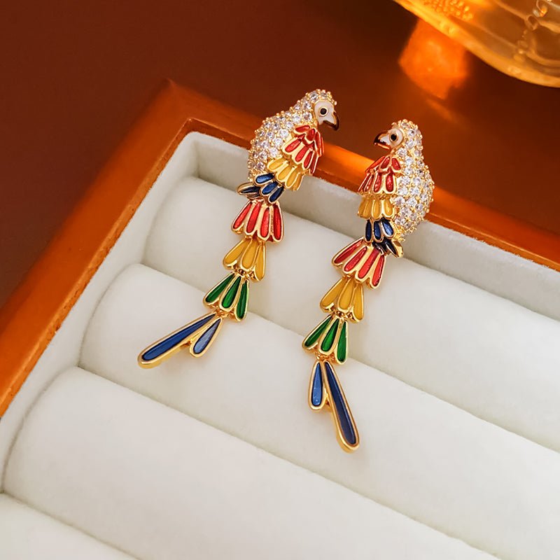 Tropical Parrot Dangle Earrings - Sphere Standouts