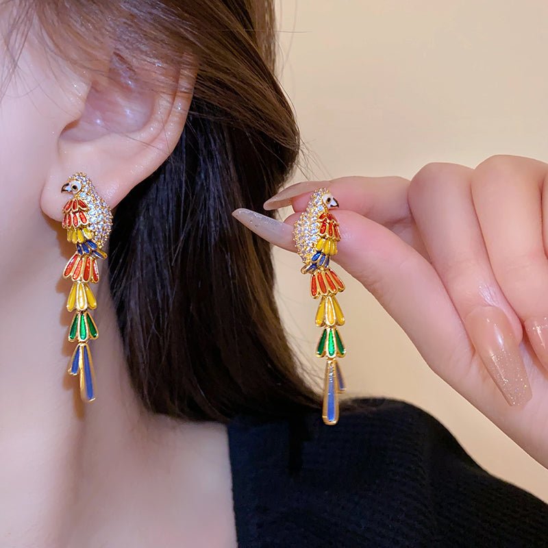 Tropical Parrot Dangle Earrings - Sphere Standouts