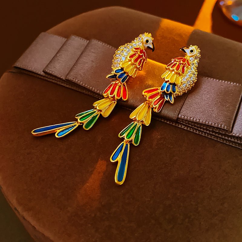 Tropical Parrot Dangle Earrings - Sphere Standouts