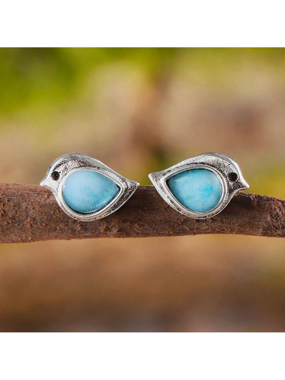 Turquoise Bird Charm Earrings - Sphere Standouts