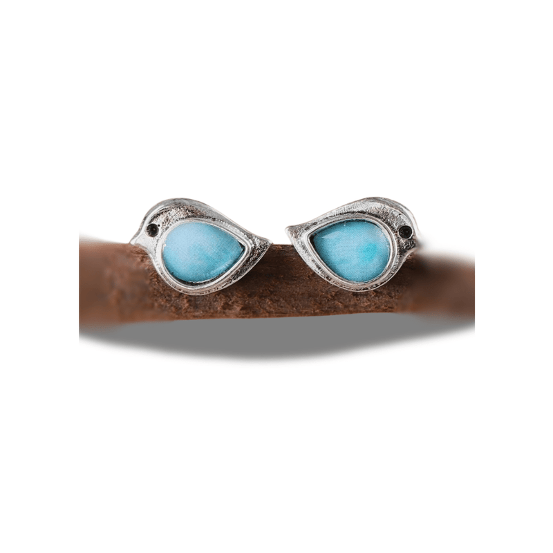 Turquoise Bird Charm Earrings - Sphere Standouts