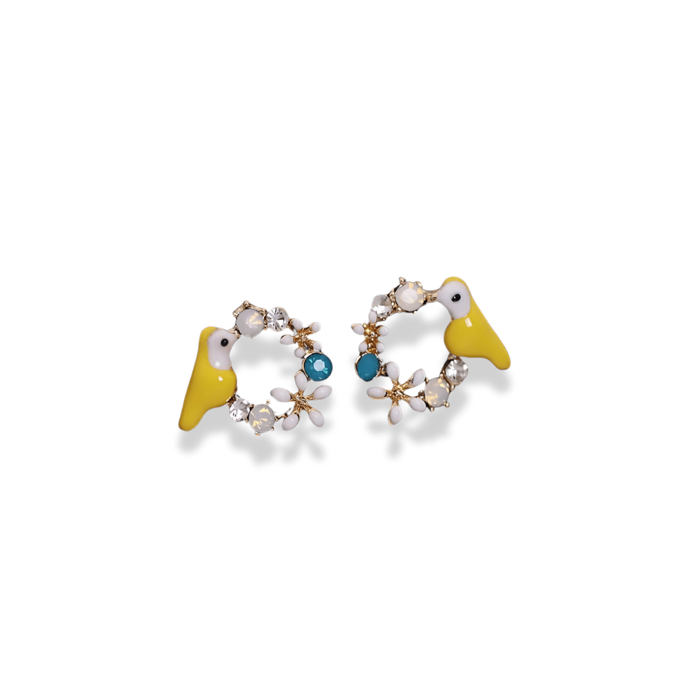 Yellow Bird Blossom Earrings - Sphere Standouts