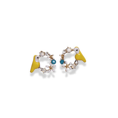 Yellow Bird Blossom Earrings - Sphere Standouts