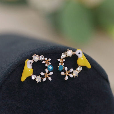 Yellow Bird Blossom Earrings - Sphere Standouts