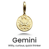 Vintage Sterling Zodiac Pendant in Gold / Gemini — necklace for women