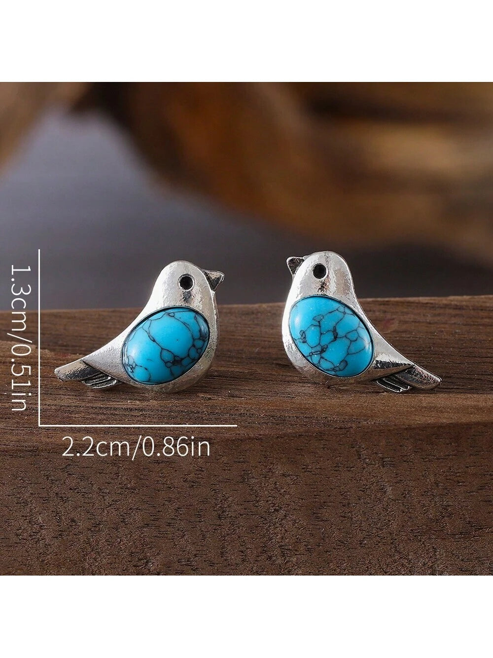 Turquoise Bird Charm Earrings