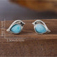 Turquoise Bird Charm Earrings