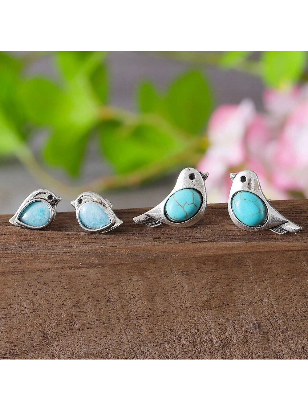 Turquoise Bird Charm Earrings