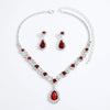 3 pieces of women's crystal droplet necklace with earrings set for wedding evening dress accessories Set - Red