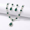 3 pieces of women's crystal droplet necklace with earrings set for wedding evening dress accessories Set - Green